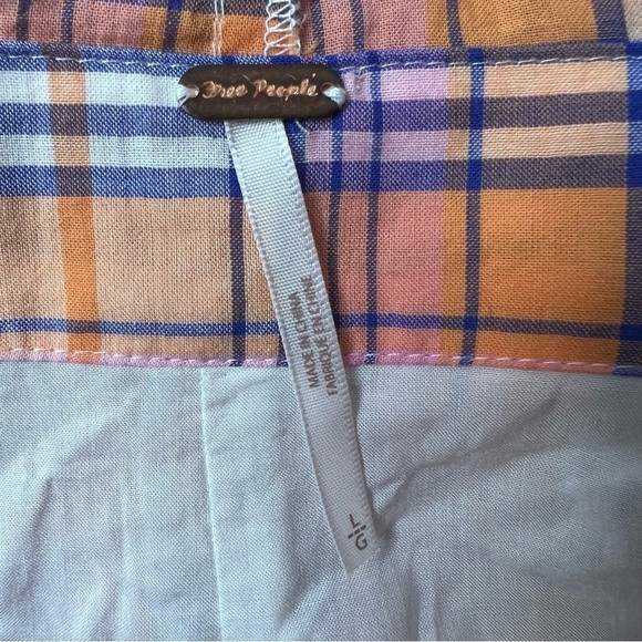 Free People Serendipity Shorts High Waist Paper Bag Plaid Guava Combo Orange LG - Picture 11 of 12